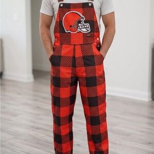 NFL Red & Black Buffalo Plaid Cargo Overalls